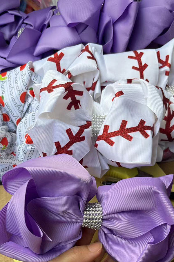 Chic double layer rehinestone 7.5" lavender boutique girls hairbow $12 for 12pc