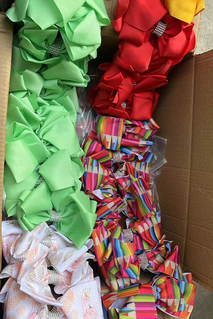 Chic double layer rehinestone 7.5" red boutique girls hairbow $12 for 12pc