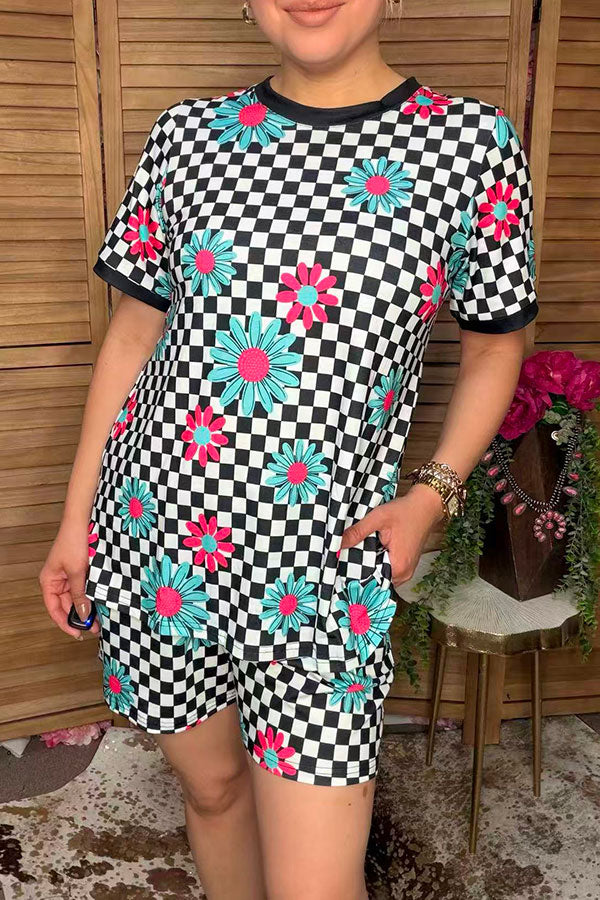 Western checkered & daisy women's boutique set Southern Stitch GJQ17266