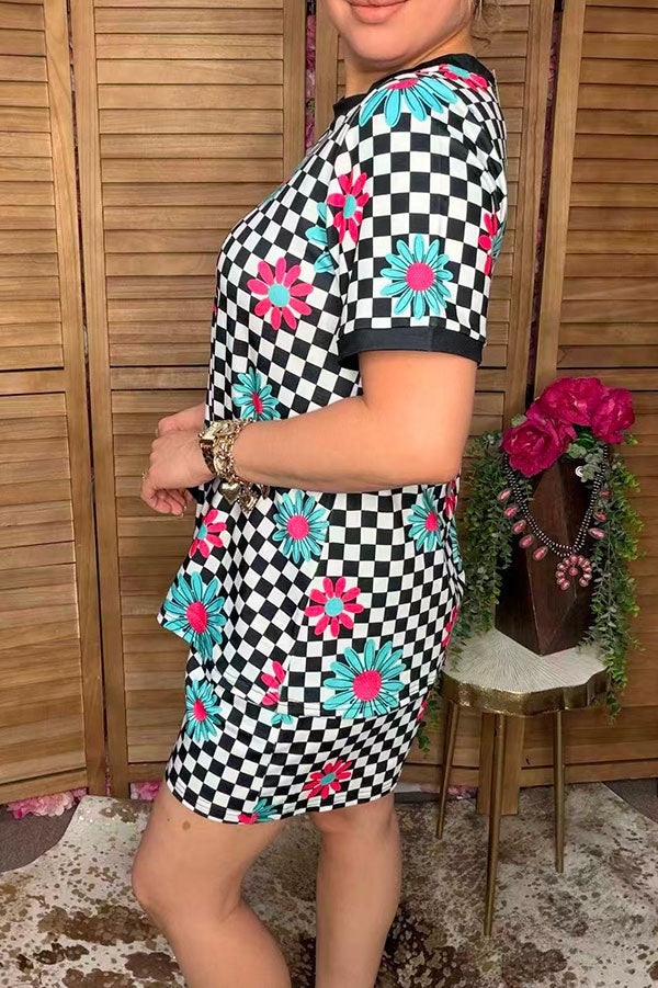 Western checkered & daisy women's boutique set Southern Stitch GJQ17266