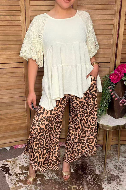 Western leopard & checkered ruffle women's boutique pant Southern Stitch XCH17389