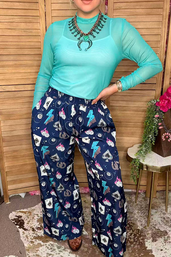 Western cowgirl lucky 8 card flame print women's boutique pant Southern Stitch XCH17171