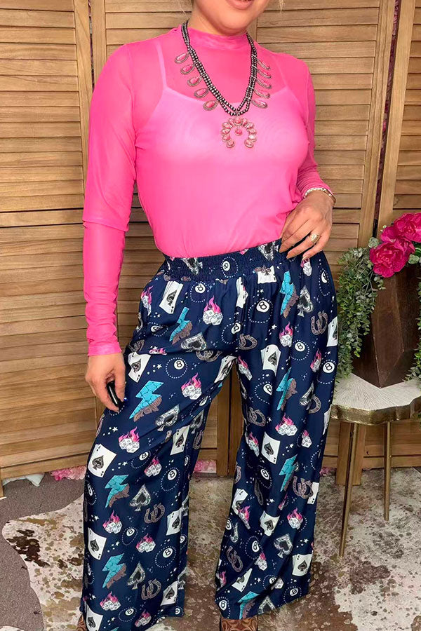 Western cowgirl lucky 8 card flame print women's boutique pant Southern Stitch XCH17171