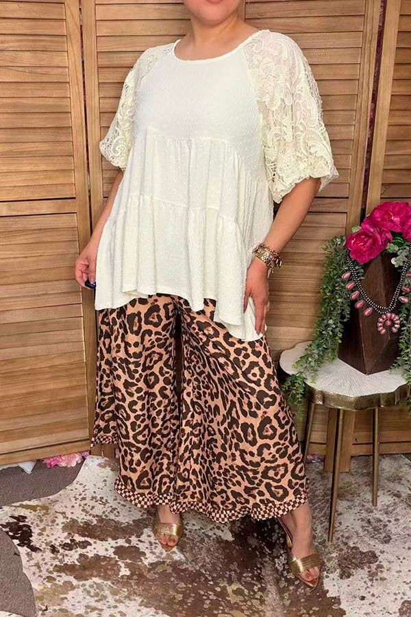 Western leopard & checkered ruffle women's boutique pant Southern Stitch XCH17389