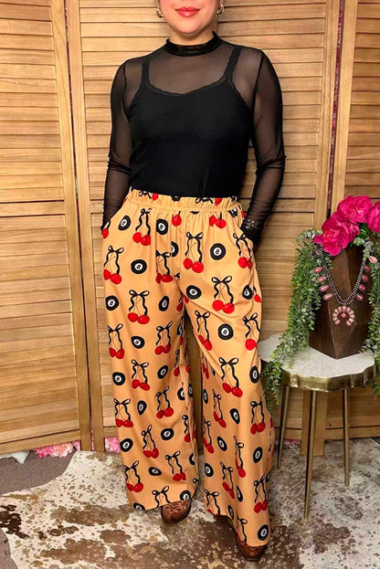 Trendy cherries & 8 balls wide leg women's boutique pant Southern Stitch GJQ17190