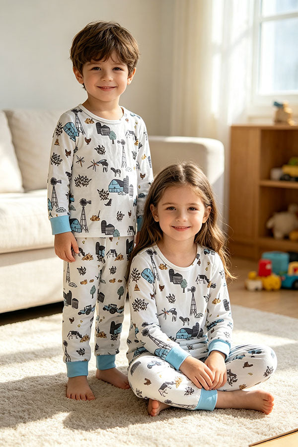 Western ranch & farm top and pant unisex kids boutique set XCH04067