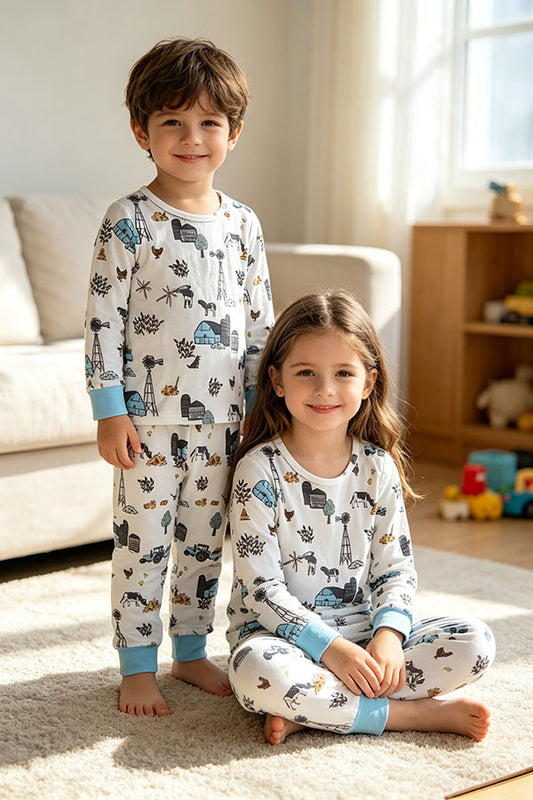 Western ranch & farm top and pant unisex kids boutique set XCH04067