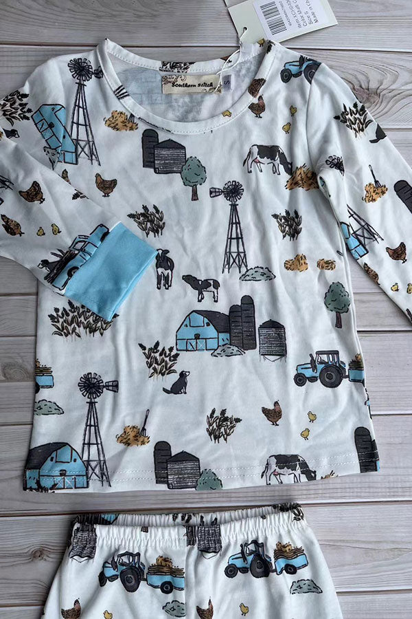 Western ranch & farm top and pant unisex kids boutique set XCH04067