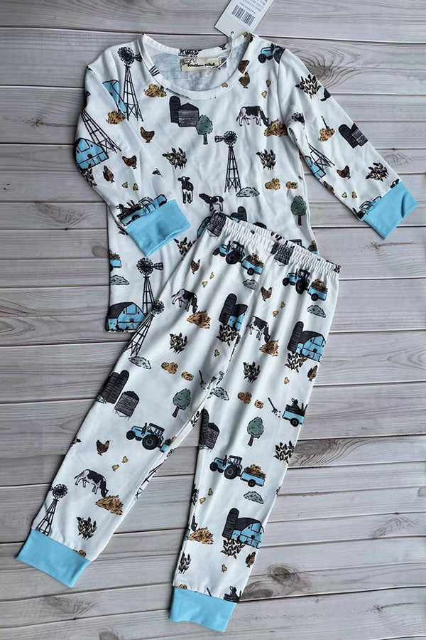 Western ranch & farm top and pant unisex kids boutique set XCH04067