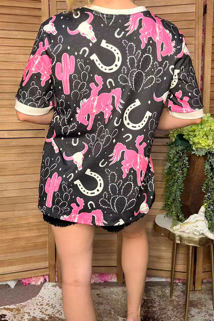 Western cowboy short sleeve women's boutique top Southern Stitch GJQ17199