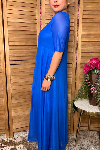 Western royal blue mesh women's boutique maxi dress Southern Stitch XCH17452