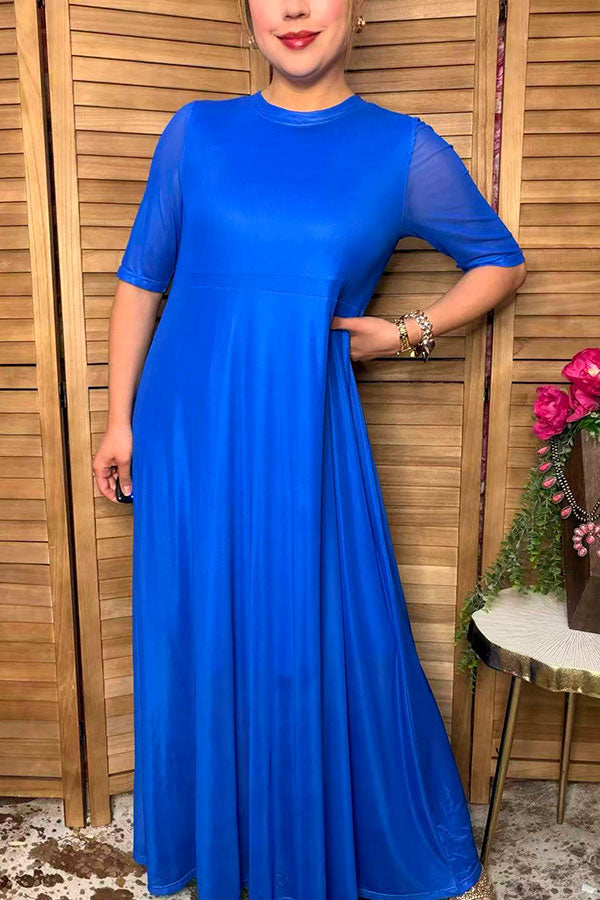 Western royal blue mesh women's boutique maxi dress Southern Stitch XCH17452