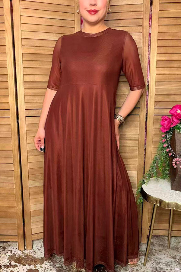 Western brown mesh women's boutique maxi dress Southern Stitch XCH17453