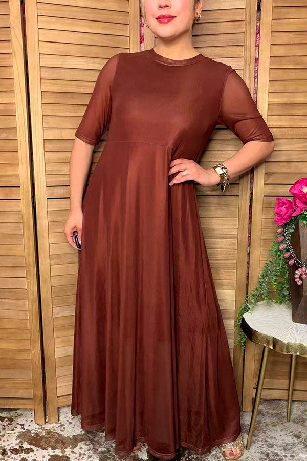 Western brown mesh women's boutique maxi dress Southern Stitch XCH17453