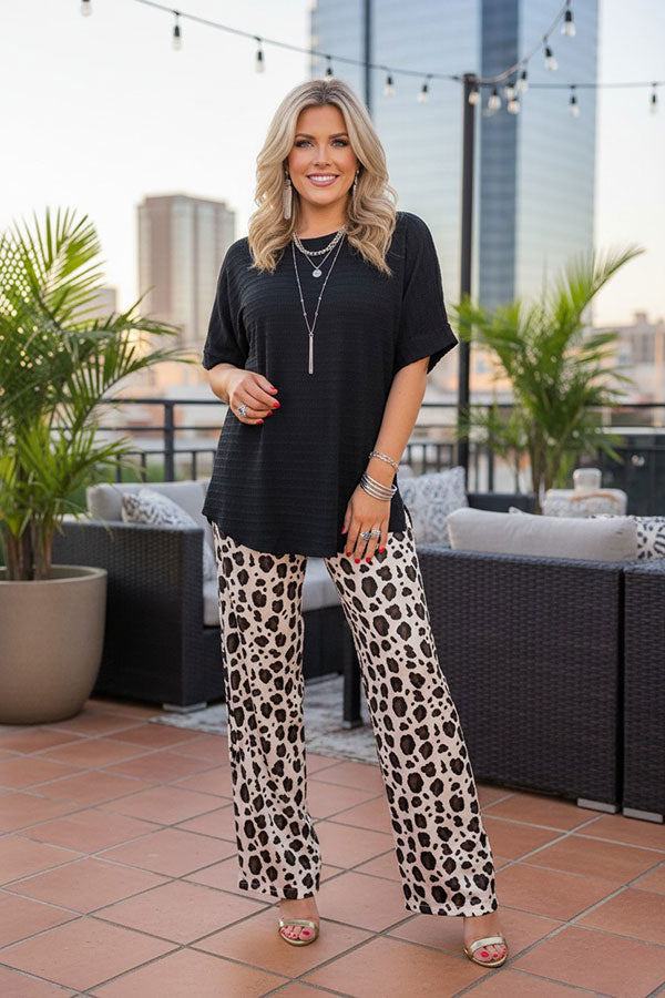Western leopard wide leg women's boutique pant Southern Stitch GJQ17406