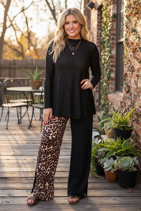 Trendy floral pattern black lace women's boutique top Southern Stitch GJQ17463