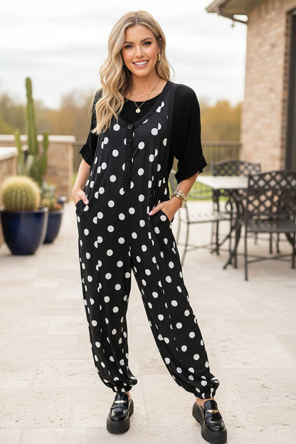 Western white polka dots one piece women's boutique jumpsuit XCH17454