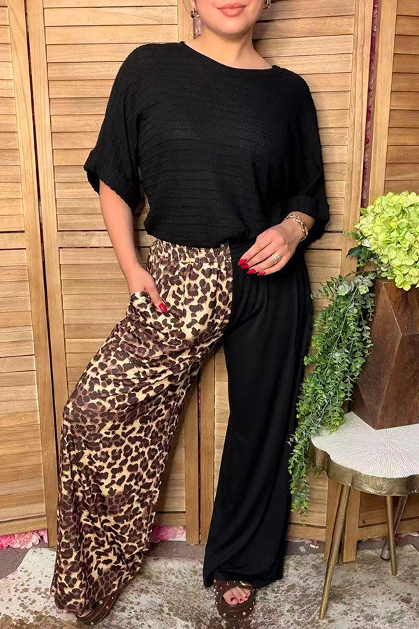 Western leopard & black wide leg women's boutique pant Southern Stitch XCH17348