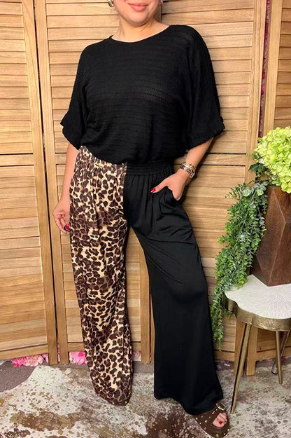 Western leopard & black wide leg women's boutique pant Southern Stitch XCH17348