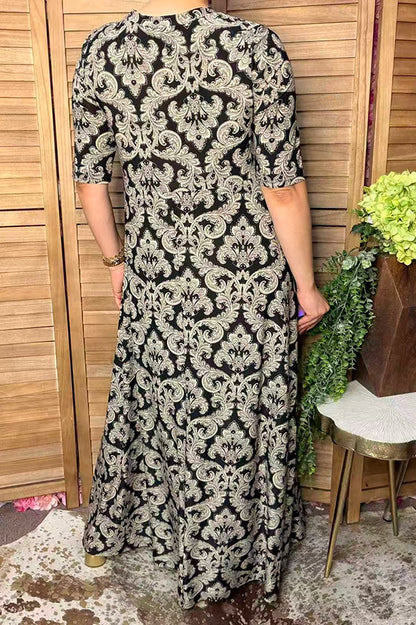 Western paisley floral short sleeve women's boutique dress Southern Stitch XCH17485