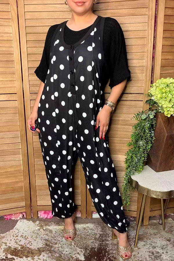 Western white polka dots one piece women's boutique jumpsuit XCH17454