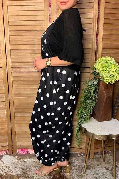 Western white polka dots one piece women's boutique jumpsuit XCH17454