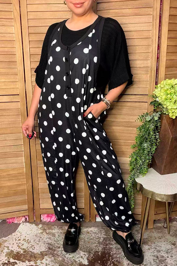 Western white polka dots one piece women's boutique jumpsuit XCH17454