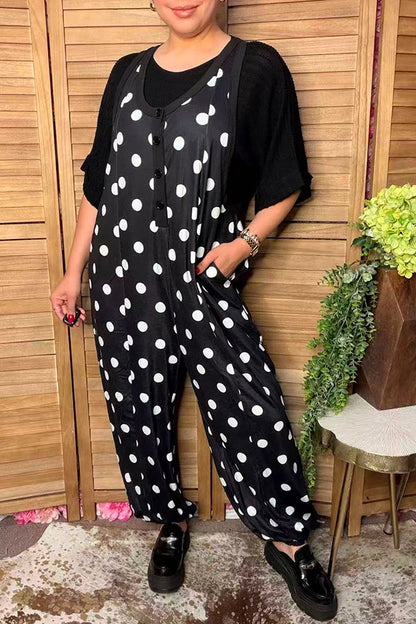 Western white polka dots one piece women's boutique jumpsuit XCH17454