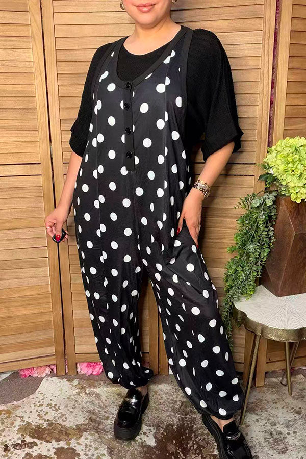 Western white polka dots one piece women's boutique jumpsuit XCH17454