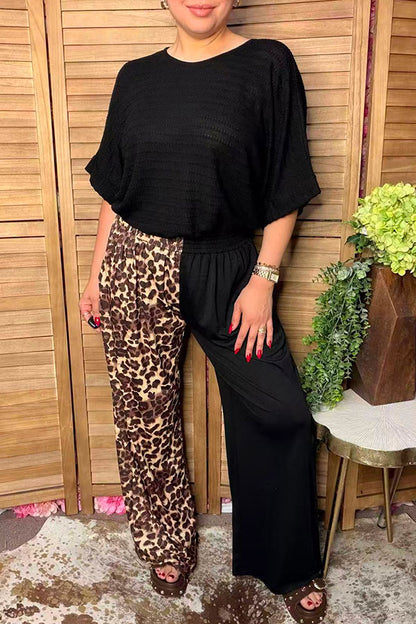 Western leopard & black wide leg women's boutique pant Southern Stitch XCH17348