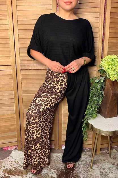 Western leopard & black wide leg women's boutique pant Southern Stitch XCH17348