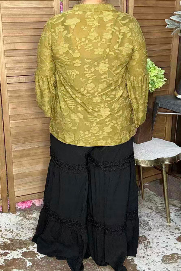 Western olive green burnout floral women's boutique top Southern Stitch GJQ17505