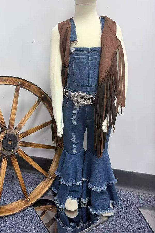 Western cow & rhinestone & studs adjustable girls boutique belt