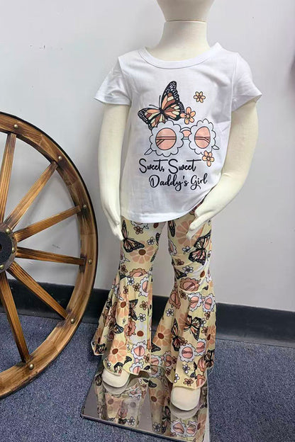 Western Sweet Daddy's girl butterfly & sunglasses girls boutique set XCH0010-24H