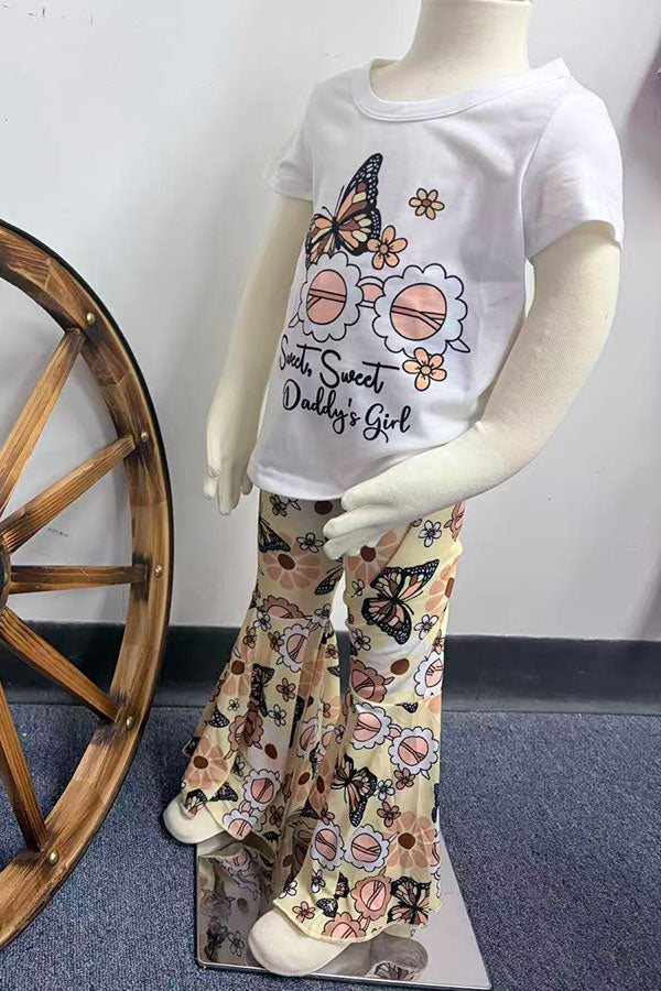 Western Sweet Daddy's girl butterfly & sunglasses girls boutique set XCH0010-24H