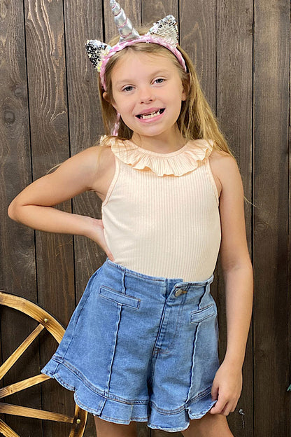 Western solid color beige boutique girl tank top DLH2450