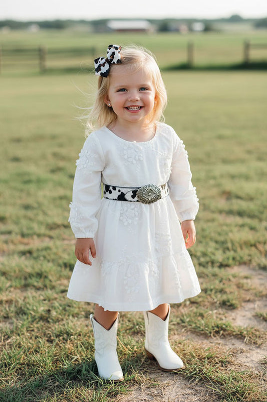 Western raised floral embroidery girls swirl boutique dress XCH0020-7H
