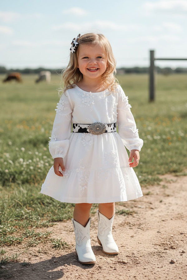 Western raised floral embroidery girls swirl boutique dress XCH0020-7H