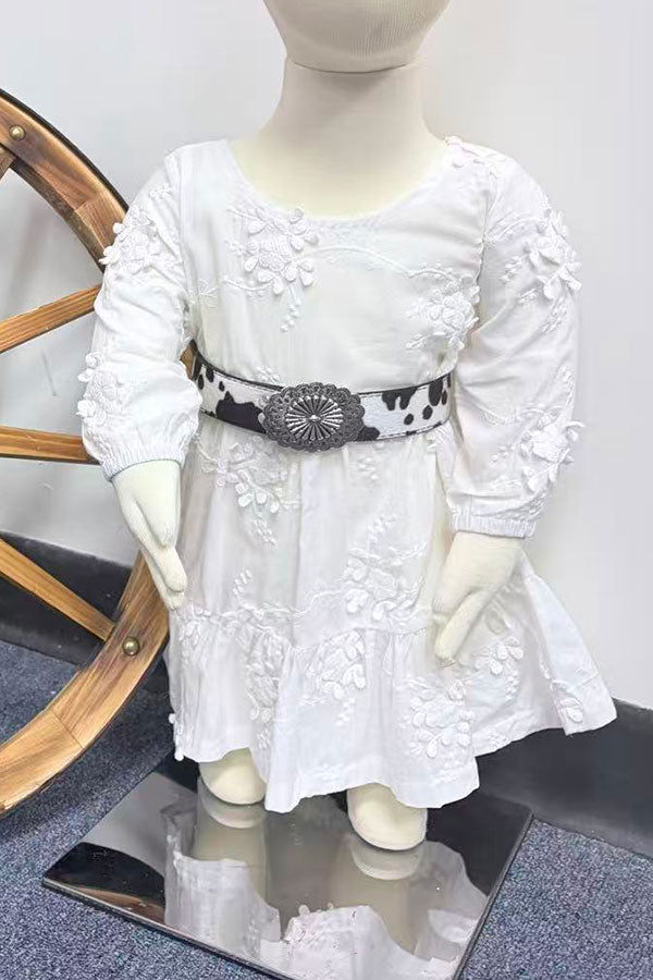 Western raised floral embroidery girls swirl boutique dress XCH0020-7H