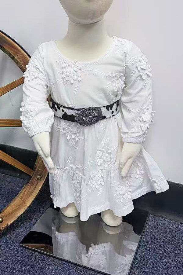 Western raised floral embroidery girls swirl boutique dress XCH0020-7H