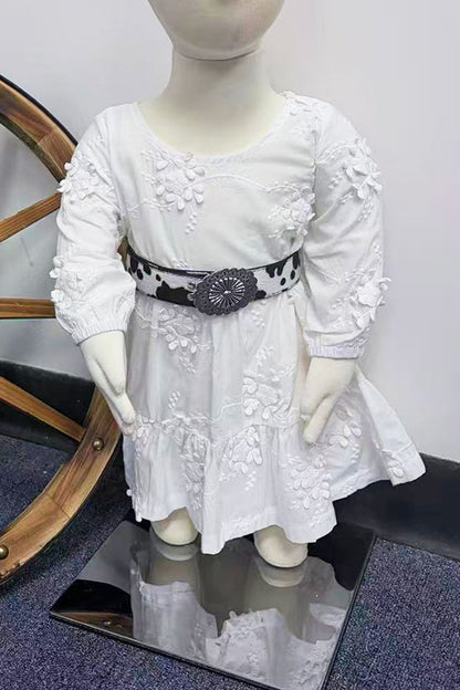 Western raised floral embroidery girls swirl boutique dress XCH0020-7H