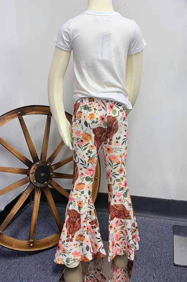 Western "HELLO DARLIN" bulls & floral print girls boutique set XCH0333-20H