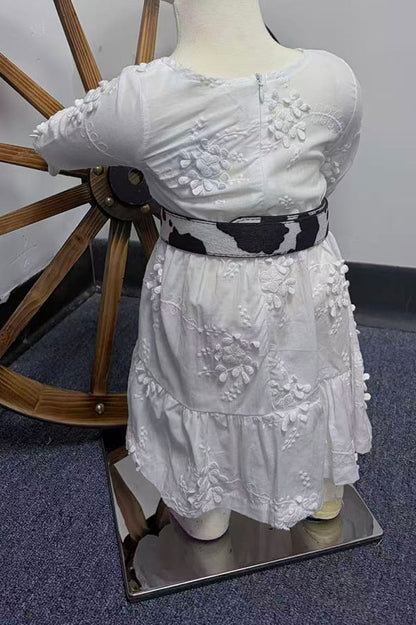 Western raised floral embroidery girls swirl boutique dress XCH0020-7H
