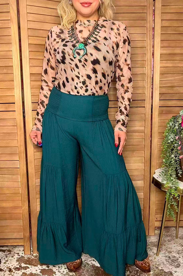 Western teal tiered wide leg women's boutique pant Southern Stitch XCH17474