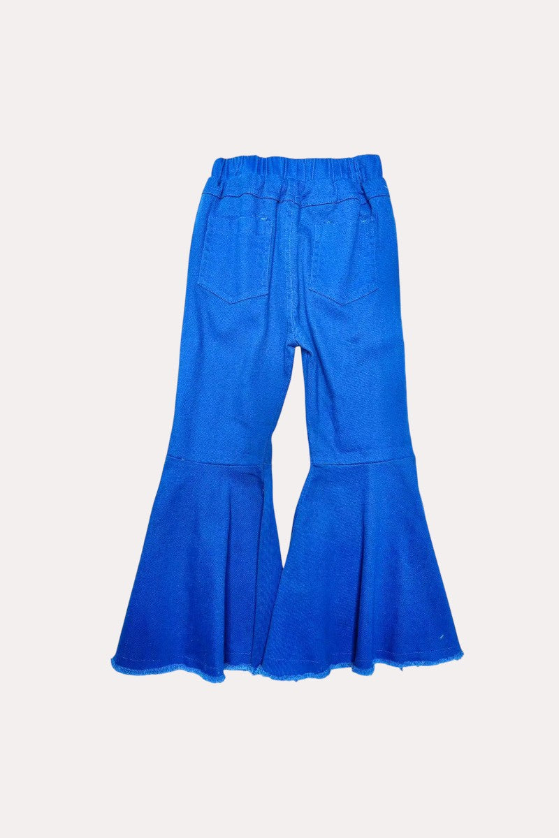 206022M Royal blue distressed denim bell bottoms girls jeans