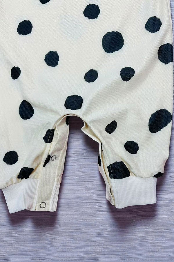 Shop Cream & black dots long sleeve infant baby girls romper D2827