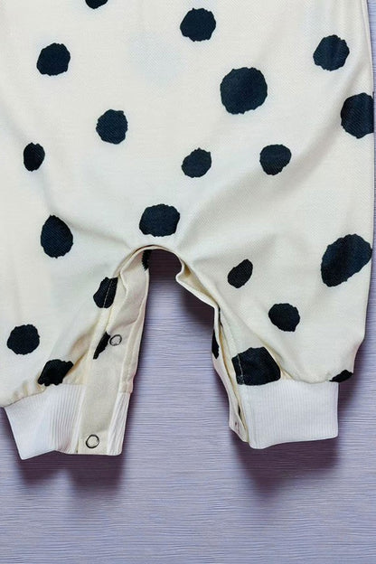 Shop Cream & black dots long sleeve infant baby girls romper D2827