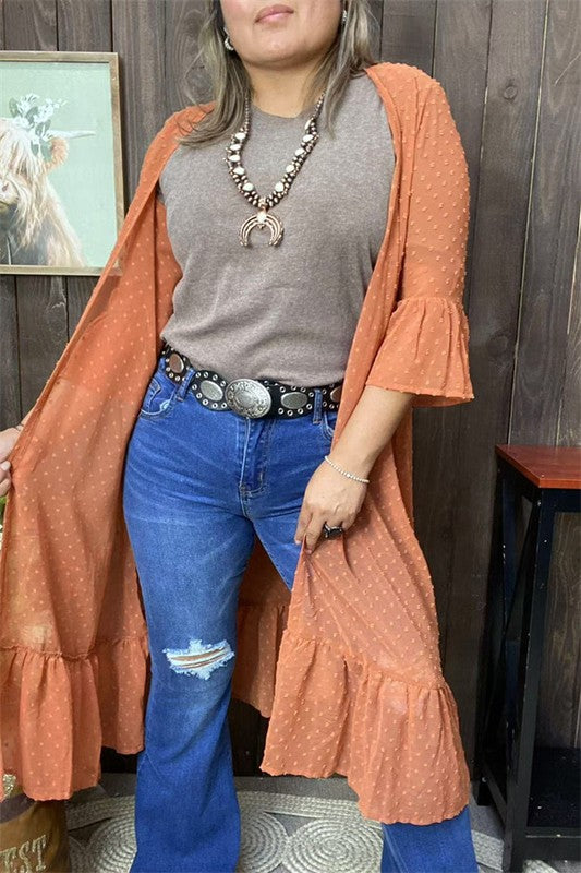 Bottom & trim 3/4 sleeve cardigan for women GJQ19392