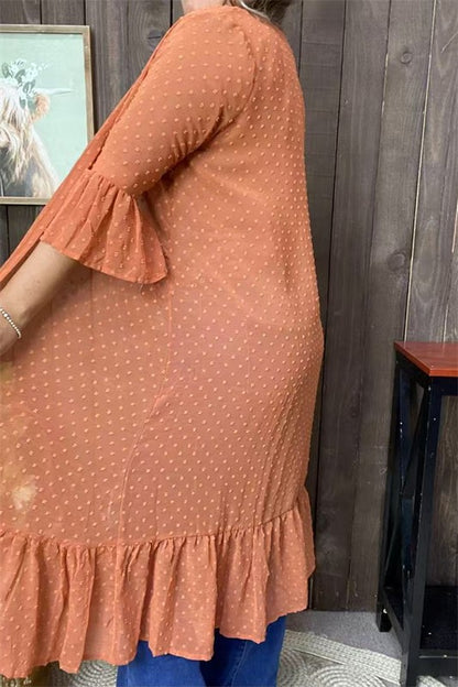 Bottom & trim 3/4 sleeve cardigan for women GJQ19392