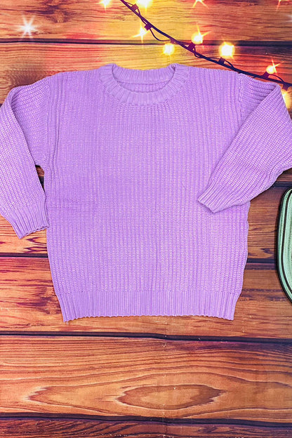 230136M Kids purple long sleeve pullove knitted sweater
